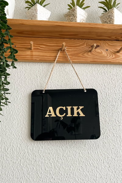 Kuzeylina Mağaza Açık Kapalı Tabelası Pleksi - 20*15 Cm - 1 Adet Kancalı Cam Vantuzu Hediye