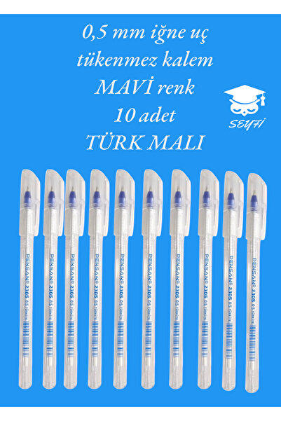 SEYFİKİRTASİYE 0.5 MM İĞNE UÇ  TÜKENMEZ KALEM MAVİ RENK 10 ADET YENİ SERİ YEN...