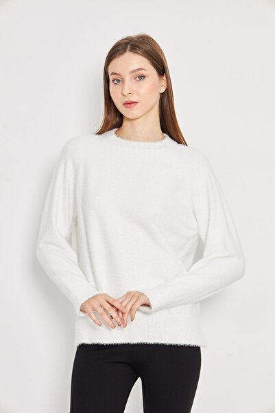 Irmak Kerekli Ženski ecru okrugla kragna Yumoş Oversize kroj pleteni džemper ...