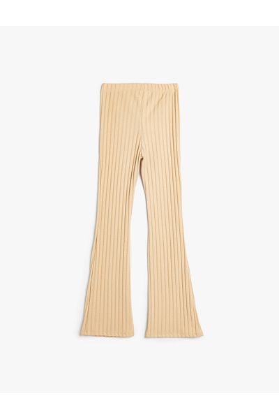 Koton New Season Flared Trousers Ribbed Viscose Blend