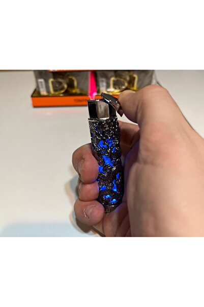 İNDİRİM CENTER Yeni Özel Tasarım Ejderha Desenli Işıklı Gazlı Lüx Çakmak