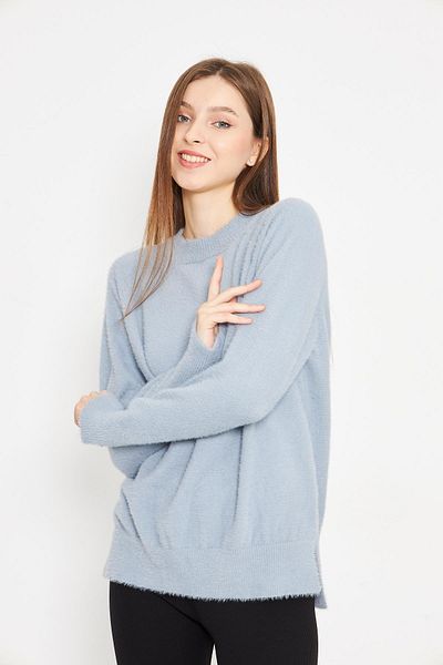 Irmak Kerekli Pulover de damă, gri, cu decolteu rotund, moale, supradimensionat 241205