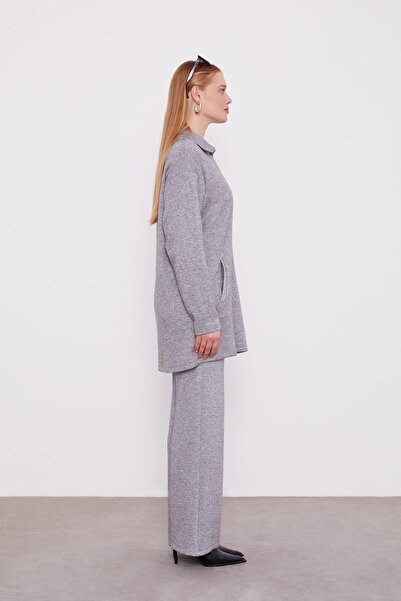 Levidor Gray Glitter Detailed Cashmere Double Suit