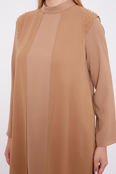 Levidor Mustard Chiffon Shoulder Embroidered Double Suit