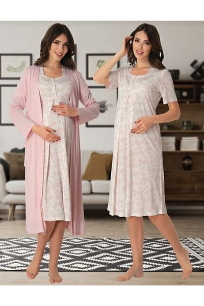 Effortt Women's Pink Single Maternity Maternity Dressing Gown 8015