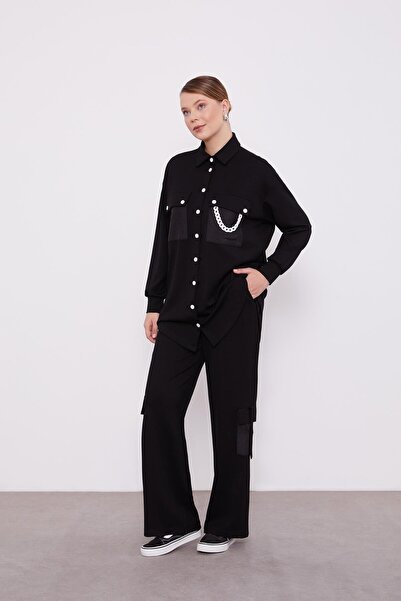 Levidor Black Quilted Chain Detailed Sports Set