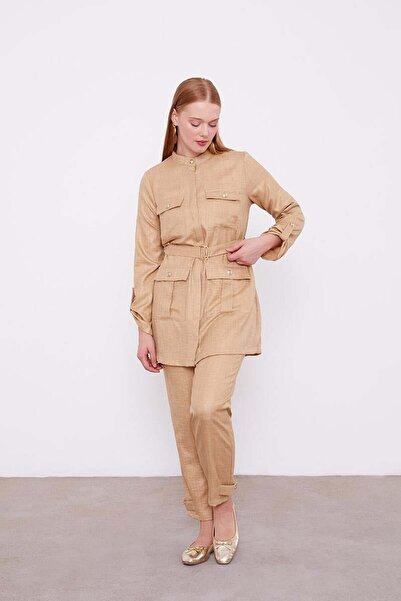 Levidor K.Beige Judge Collar Pocket Detailed Double Suit