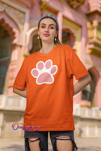 oneagılyazı Ružičasta šapa Štampano Oversize kroj T-shirt