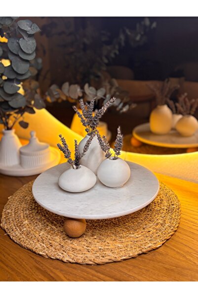 Decology Home طبق تقديم خشبي - 3 حامل للعرض، طبق جبن رخامي، حامل كعكة المعجنات