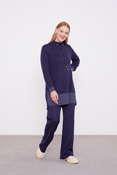 Levidor Lacivert Simli Kaşmir Kumaş İkili Takım