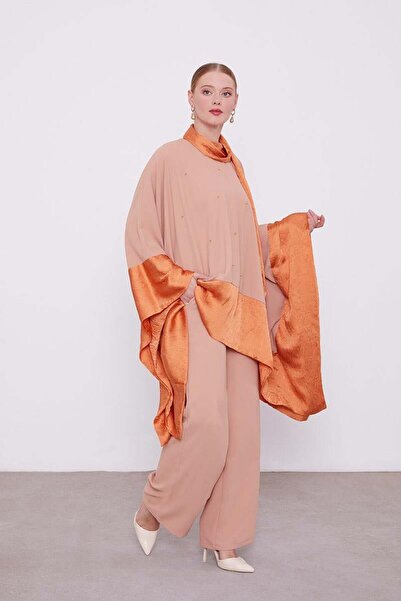 Levidor Salmon Self Shawl Detailed Tunic Set