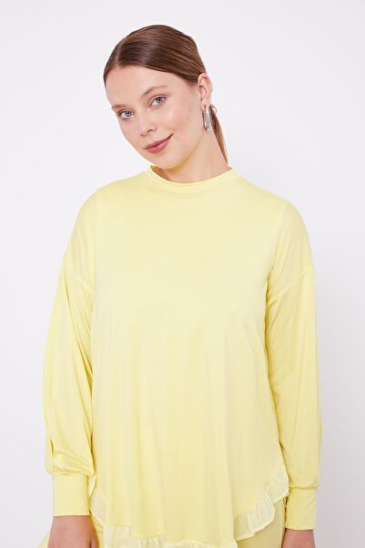 Levidor Yellow Chiffon Flounce Sports Suit