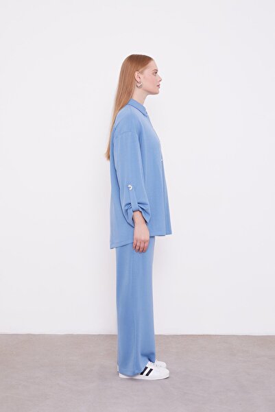 Levidor Indigo Metal Button Detailed Tunic Set