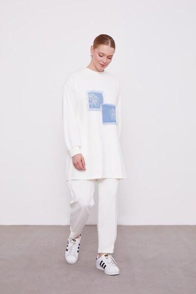 Levidor Ecru Denim Detailed Sports Suit