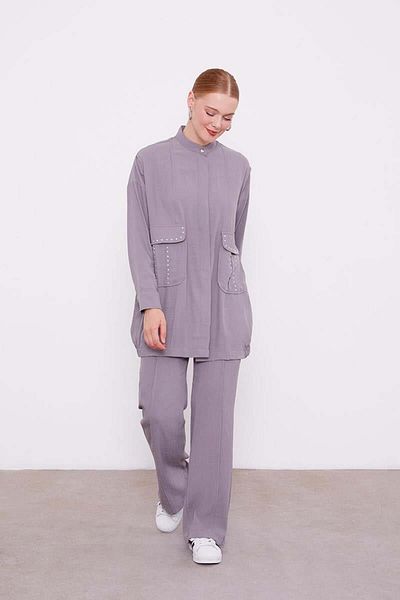 Levidor K.Grey Stone Pocket Detailed Double Suit