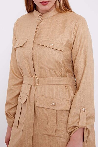 Levidor K.Beige Judge Collar Pocket Detailed Double Suit