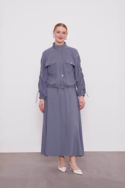 Levidor Anthracite Bomber Jacket Skirt Suit