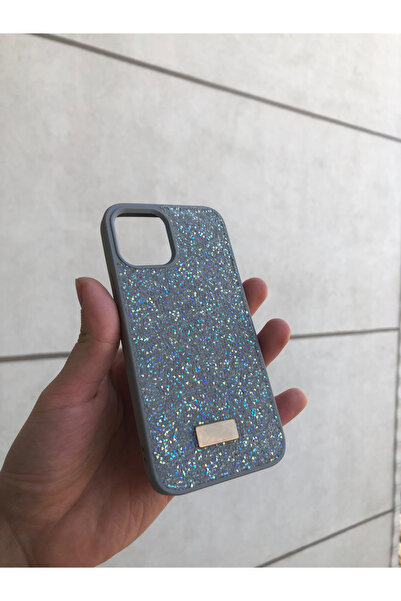 Butik İphone 12 uyumlu taşlı parıltılı ışıltılı simli elmaslı telefon kılıfı