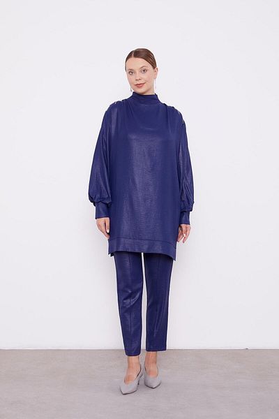 Levidor Navy Blue Stone Epaulet Detailed Trousers Suit
