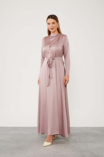 Levidor Σατέν φόρεμα με δέσιμο στο ροζ φύλλο