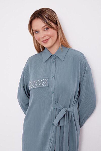 Levidor Green Side Tie Pleated Double Set