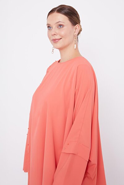 Levidor Orange Stone Embroidered Tunic Set