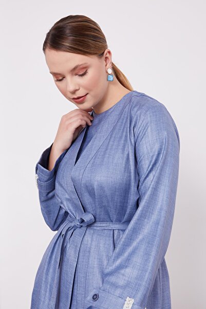 Levidor Blue Embroidered Melange Kimono Triple Set