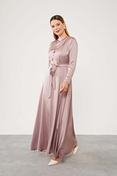 Levidor Σατέν φόρεμα με δέσιμο στο ροζ φύλλο