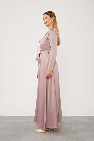 Levidor Σατέν φόρεμα με δέσιμο στο ροζ φύλλο