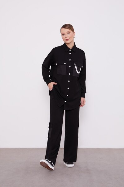 Levidor Black Quilted Chain Detailed Sports Set