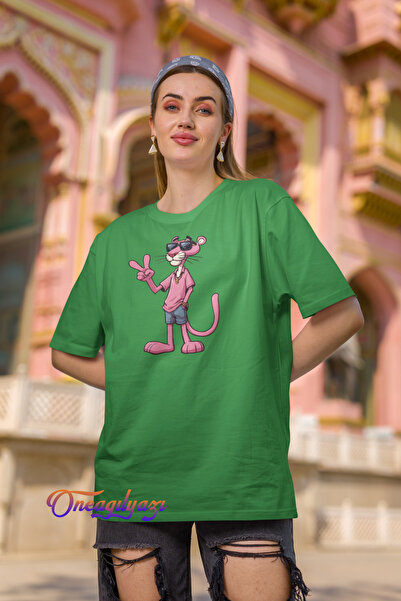 oneagılyazı Tricou oversize cu imprimeu Pantera Roz