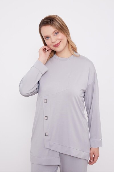 Levidor Gray Asymmetrical Cut Double Set