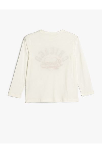 Koton New Season Slogan Printed Long Sleeve Cotton T-Shirt
