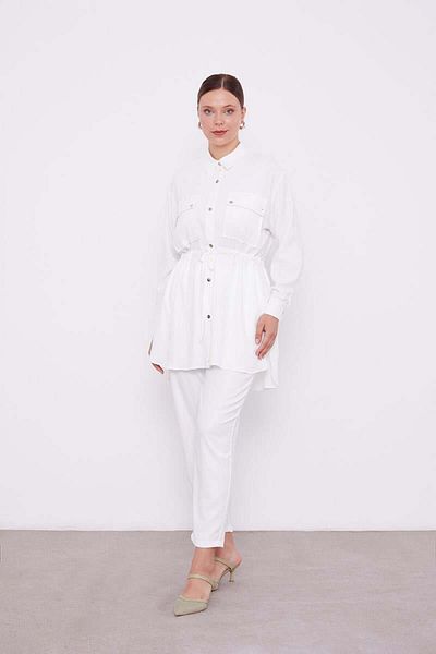 Levidor Ecru Drawstring Pants Sports Suit