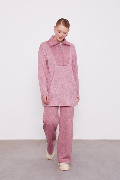 Levidor Pink Glitter Detailed Cashmere Double Set