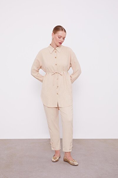 Levidor Bej Belden İp Bağlamalı İkili Takım