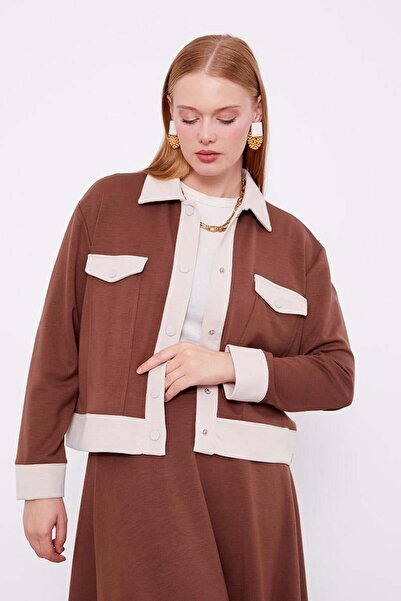 Levidor Σετ με χτενισμένη βαμβακερή φούστα με κουμπωτά και γιακά πουκάμισου σε ανοιχτό μπεζ χρώμα