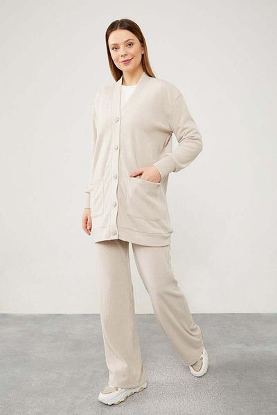 Levidor Mink Patterned Cardigan Knitwear Set