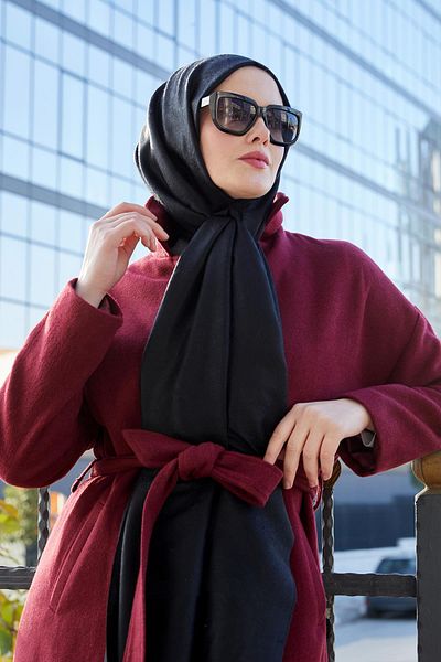 Levidor Μαύρο Μεταξωτό Σάλι Ethnic Cashmere με Φούντες