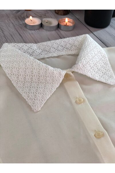 mirach Lilyum Collection Special Boxed Lace Collar Shirt Collar Neck Collar Cream Color Lace Elastic