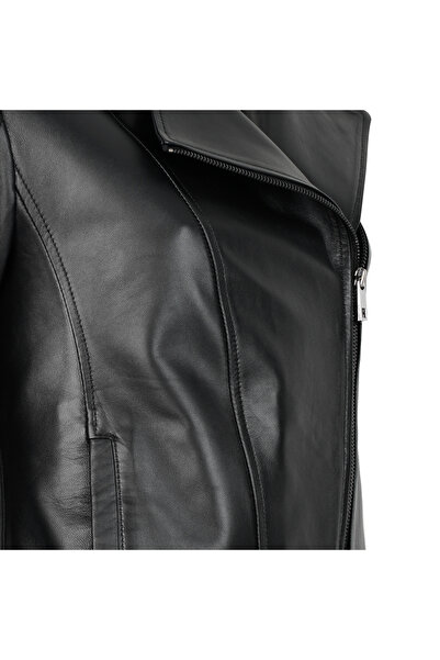 Desa Beatrix Women's Black Leather Biker Jacket