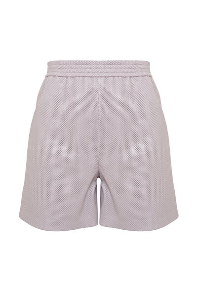 Desa Γυναικείο δερμάτινο σορτς με ψηλόμεσο διάτρητο σχέδιο Ines Light Rose