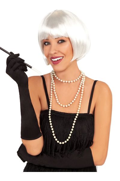 CEKAVE Short Blunt Hair - White Color Party Wig