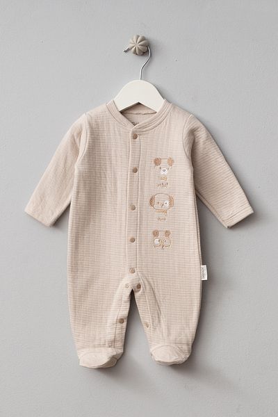 Bebitof Cute Puppy Patterned Muslin Baby Jumpsuit