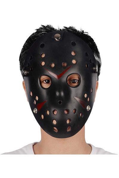 CEKAVE Black Color Red Stripes Full Face Hockey Jason Mask Hannibal Mask