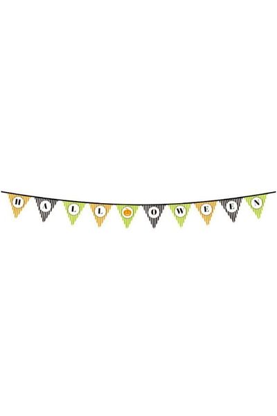 CEKAVE Halloween Pumpkin Themed Halloween Written Banner Ornament Streamer 3 Meters