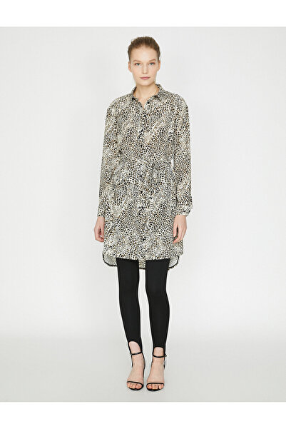 Koton Kadın Kahve Klasik Yaka Uzun Kollu Düğme Detaylı Midi Elbise 9yak88340pw