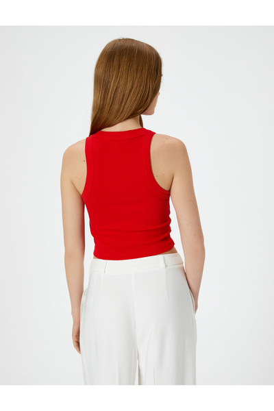 Koton Pamut Slim Fit Crop Halter Nyakú alsóing - Bordás