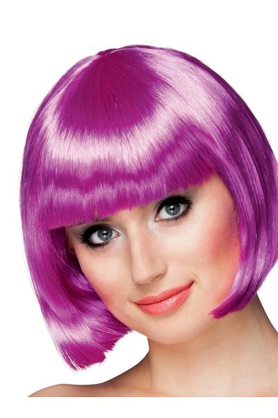 CEKAVE Blunt Hair Purple Color Party Wig