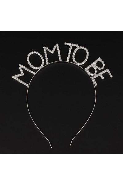 CEKAVE Silver Colored Crystal Stone - Mom to Be Mother's Crown